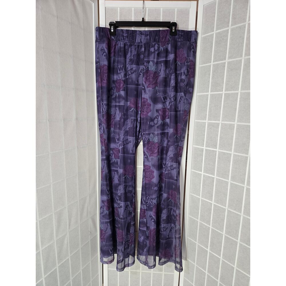 NWT Torrid Betsey Johnson Mesh Flare Pull-On Pants Purple Plus Size: 2X (18/20) - Picture 4 of 4